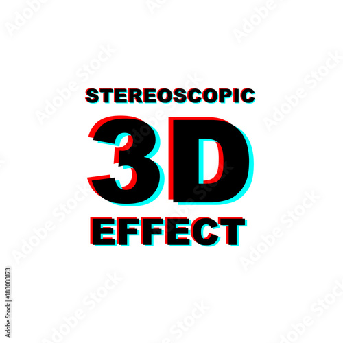 Anaglyph 3D text on white background