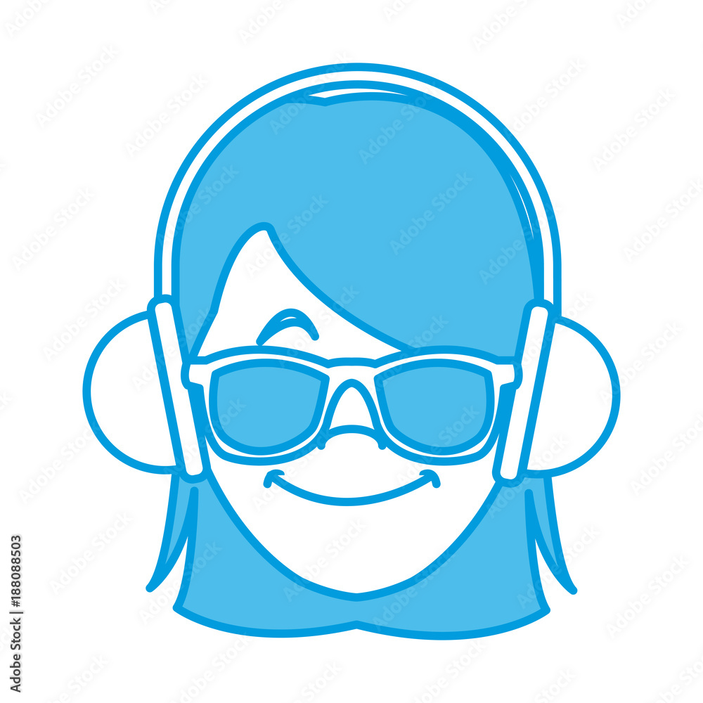 Woman with music headphones icon vector illustration graphic design Woman with music headphones icon vector illustration graphic design