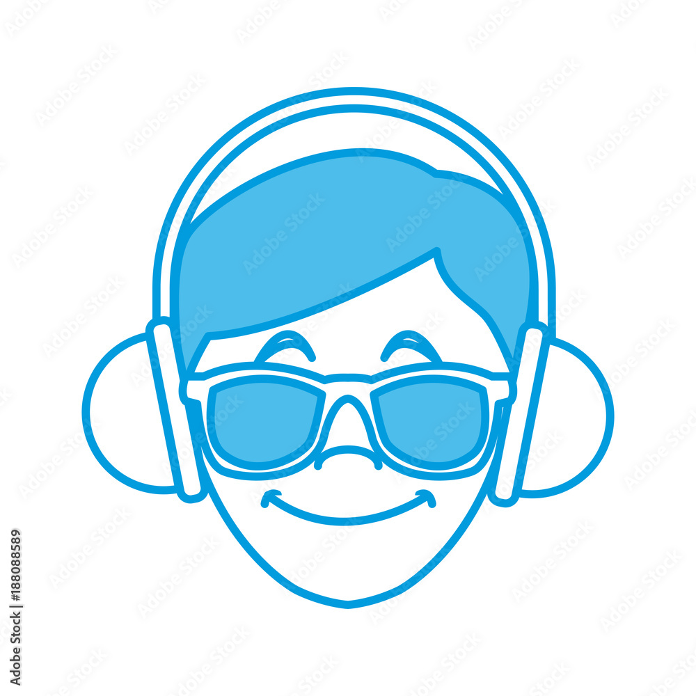 Man with music headphones icon vector illustration graphic design Man with music headphones icon vector illustration graphic design