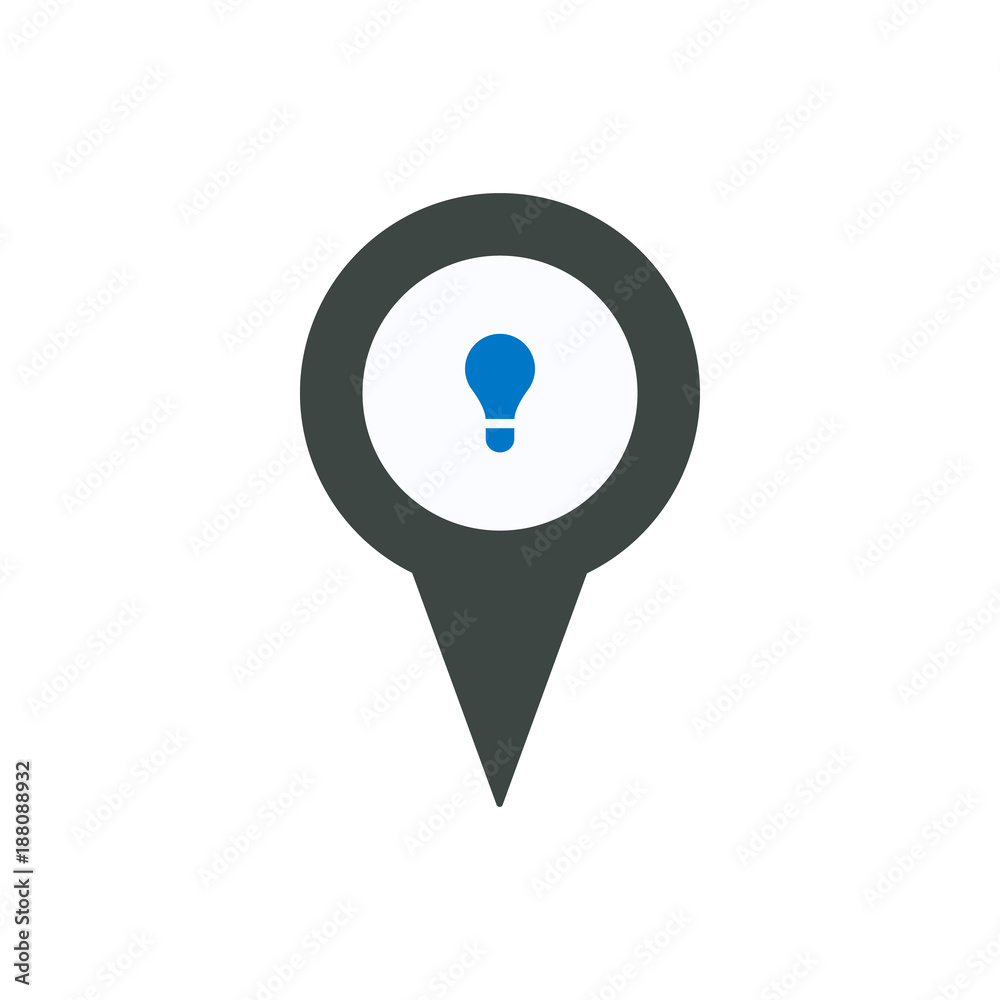 Pin icon with bulb sign symbol Pin icon with bulb sign symbol