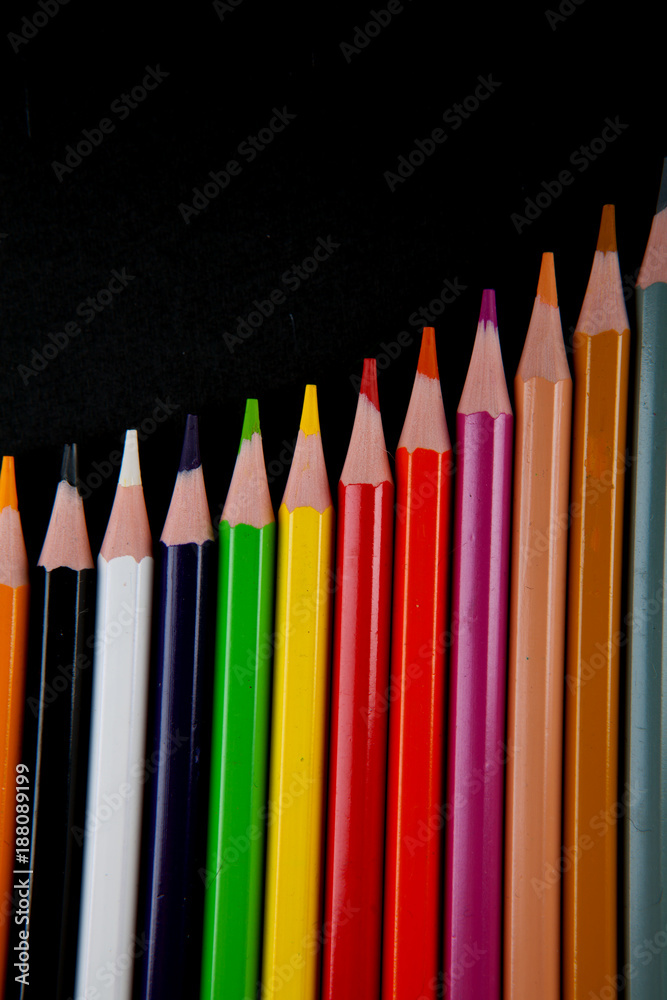 Color pencils on black background Color pencils on black background