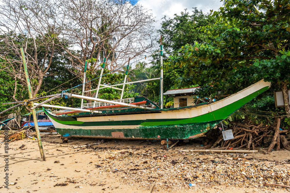 Bangka boats shipbuilding on the beach, Philippines Bangka boats shipbuilding on the beach, Philippines
