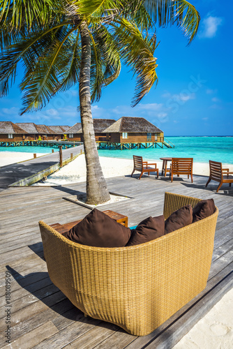 Beach bar on a holiday island resort in Maldives © tobago77