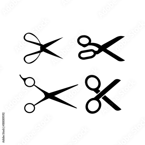 Set of scissors silhouette symbol