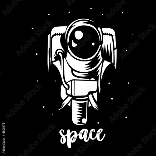 astronaut black and white illustration
