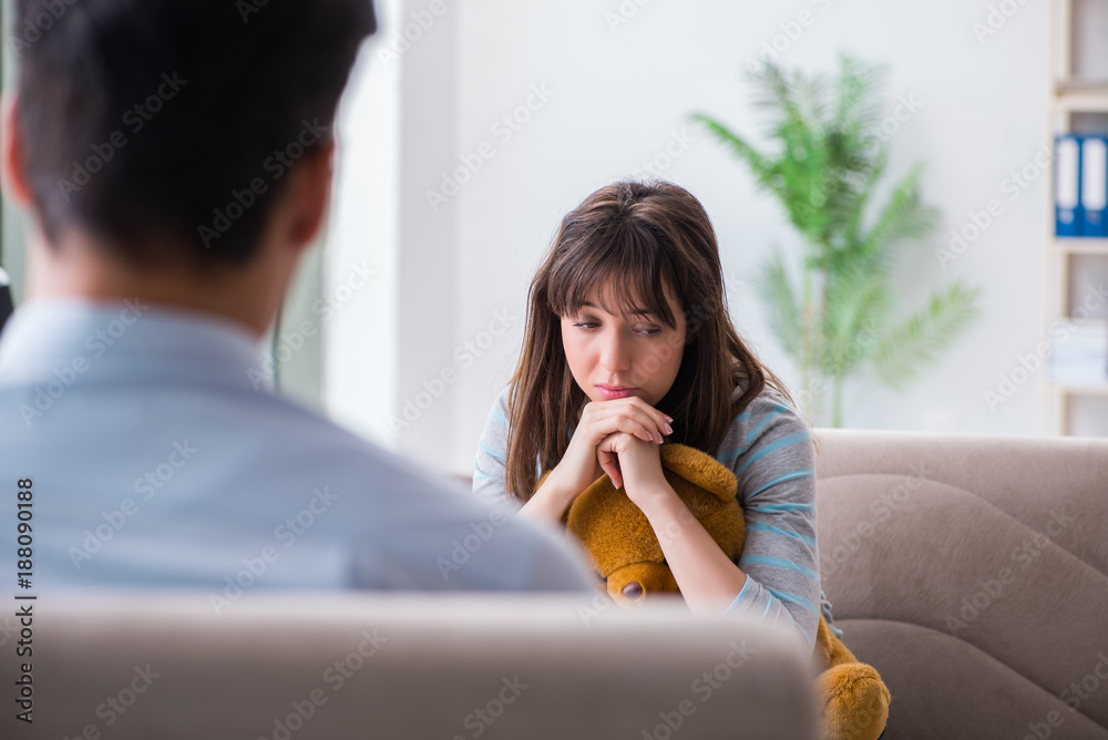 Patient visiting psychiatrist doctor for examination Patient visiting psychiatrist doctor for examination