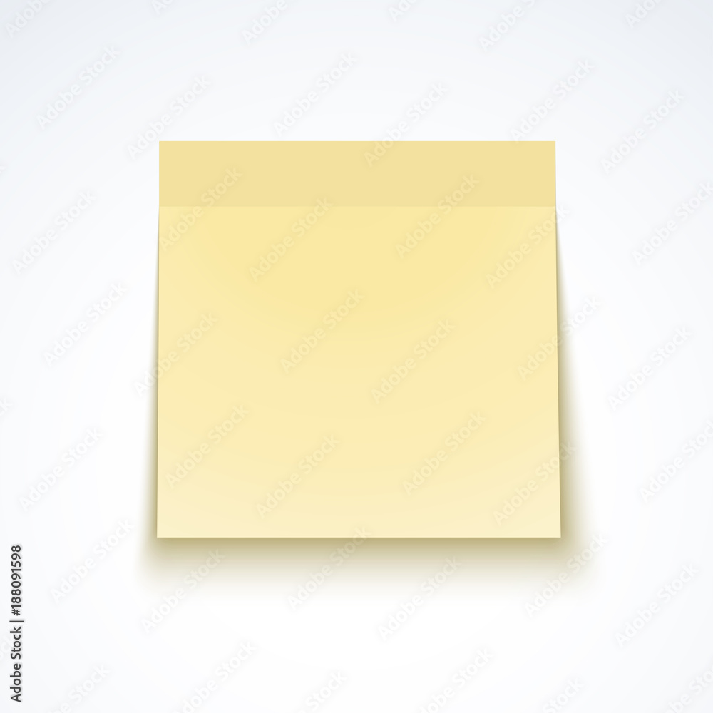 Yellow sticky note isolated on white background. Vector mockup Yellow sticky note isolated on white background. Vector mockup