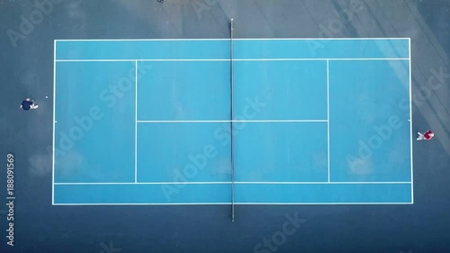 Tennis match - Top down aerial view