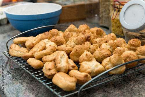 preparation of the small cream puffs