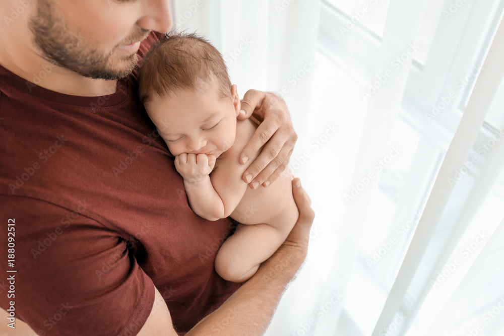 Father with cute little baby at home Father with cute little baby at home