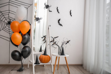Floor mirror with creative decor for Halloween party indoors