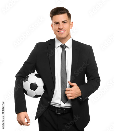 Handsome manager with socce...