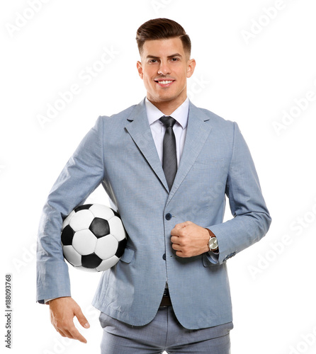 Handsome manager with socce...