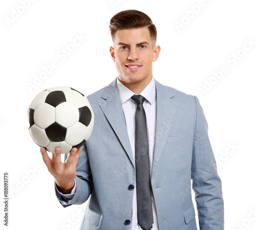 Handsome manager with socce...
