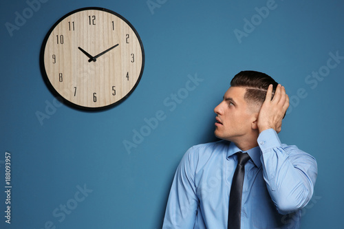 Shocked manager looking at ...