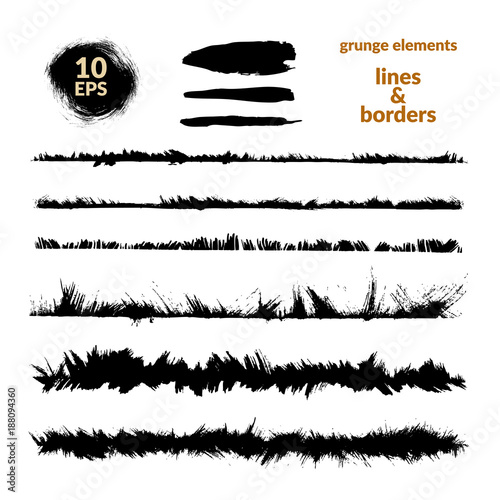 Grunge Edges set. Isolated vector design elements. Grunge Borders , Dividers or Brush Strokes