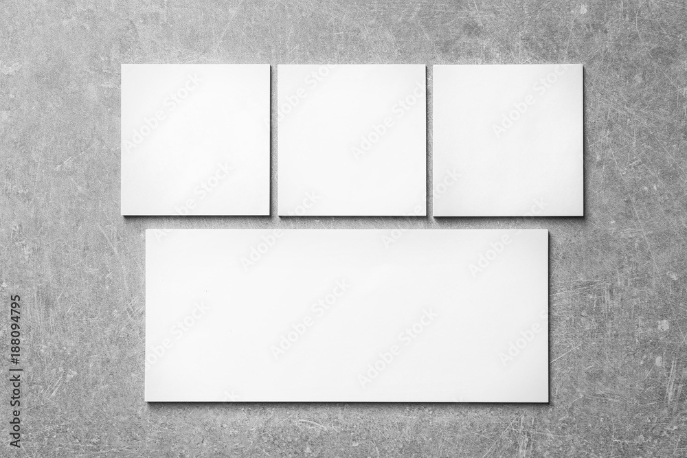 Blank cards on grey background. Mock up for design Blank cards on grey background. Mock up for design