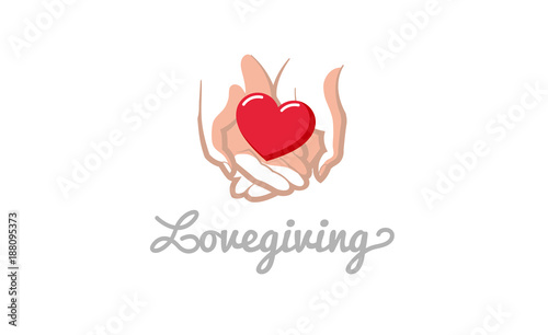 Love Giving Heart Love Hands Holding Logo Design Symbol Illustration