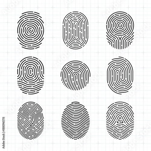 Fingerprint Scan Thin Icons Set