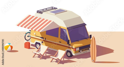 Vector low poly RV camper van