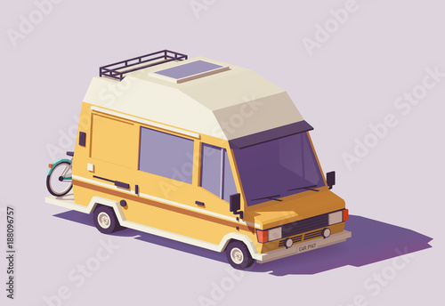 Vector low poly RV camper van