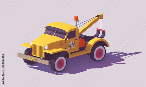 Vector low poly tow truck