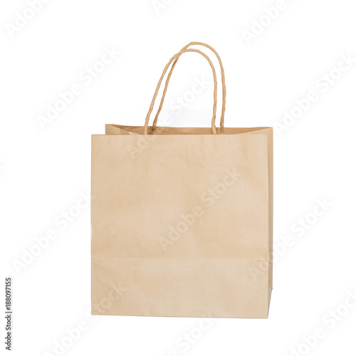 Paper bag brown isolated on white background.