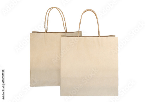 Set of paper bag brown isolated on white background.