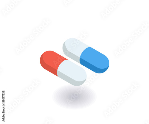 Pills icon. Vector illustration in flat isometric 3D style.