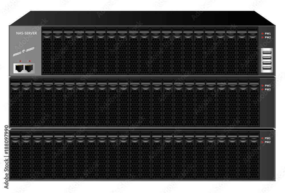 NAS-server carrier class for data centers. The number of additional modules is easy to change.