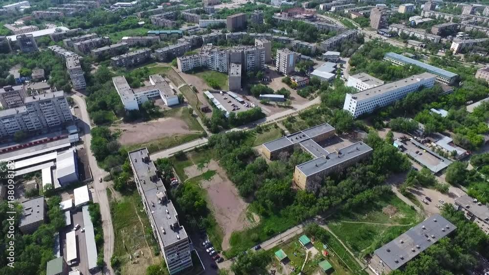 Flight over the city.