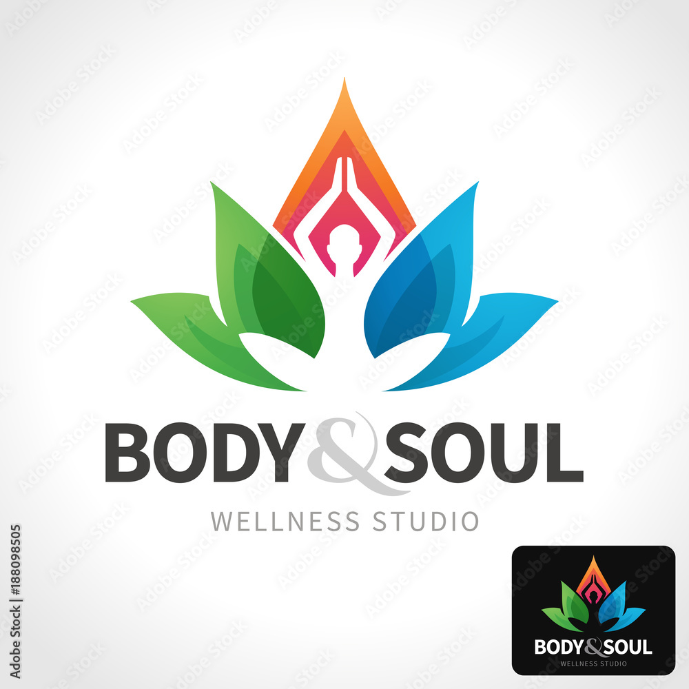 Vector yoga, wellness, spa studio logo template. Woman silhouette and ...
