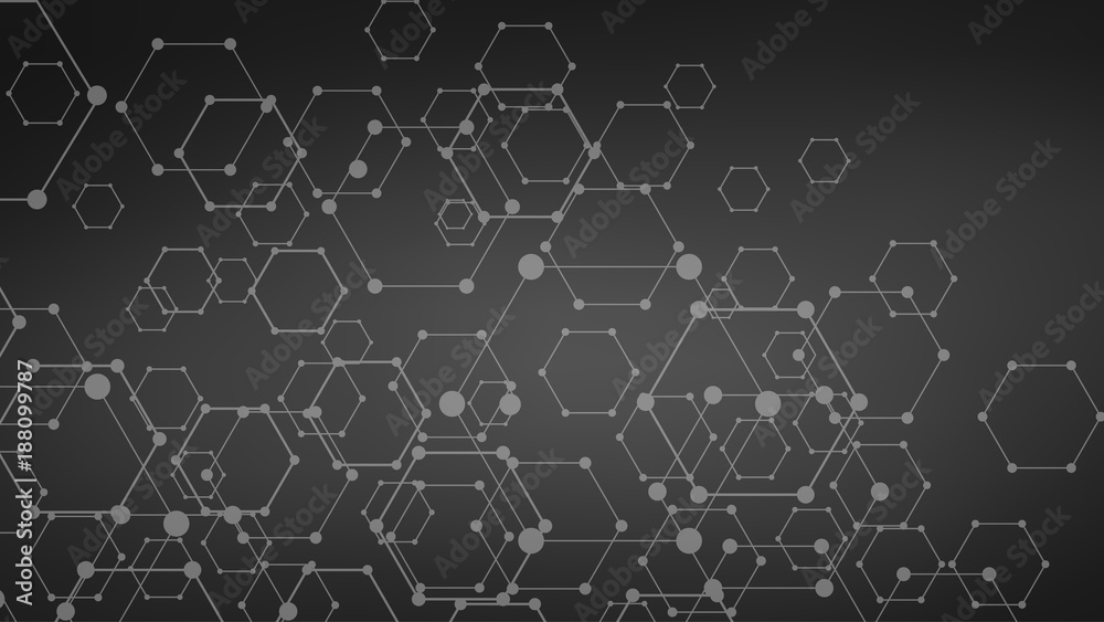 Dark Futuristic dna, abstract molecule, cell illustration