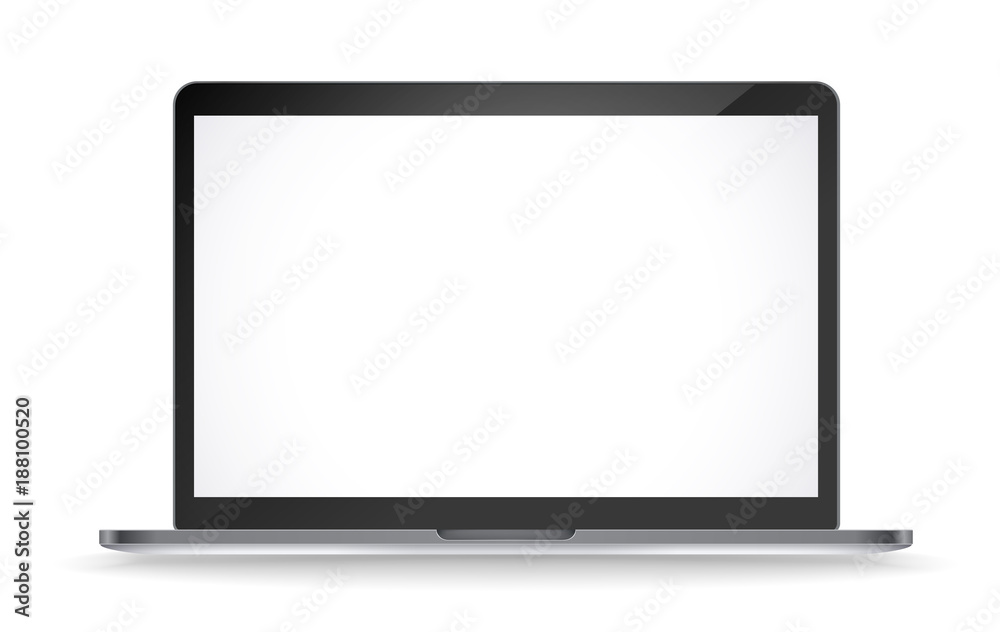Modern laptop vector mockup isolated on white background. White screen Modern laptop vector mockup isolated on white background. White screen