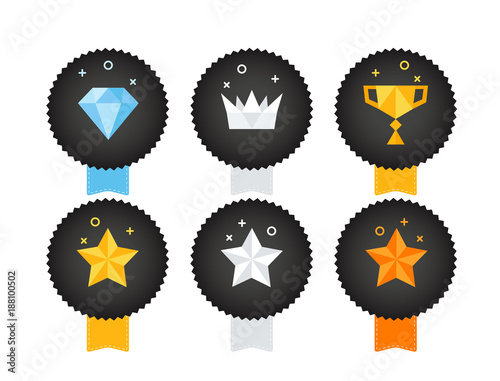 Different trophy icon set isolated on white background. Vector illustration