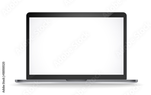 Modern laptop vector mockup isolated on white background. White screen