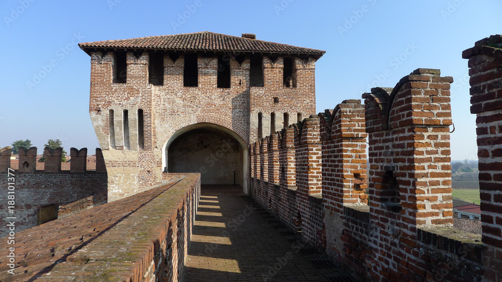 Medieval  Sforzesco Castle in Soncino Italy