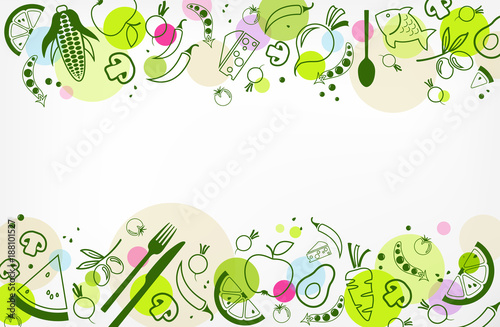 colourful & healthy food background - vector illustration