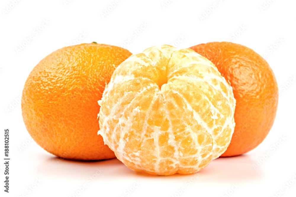 Ripe mandarines closeup isolated on white Ripe mandarines closeup isolated on white