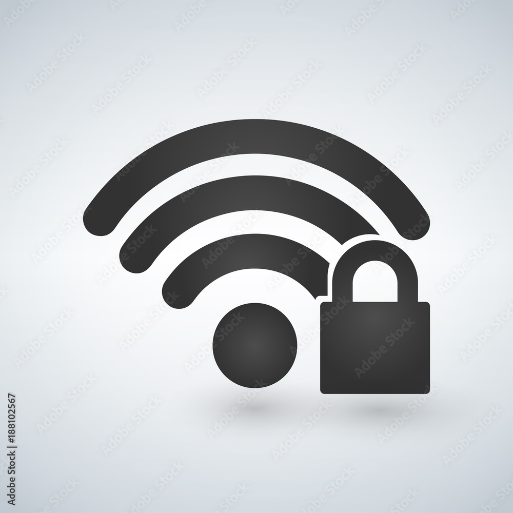security wifi icon vector illustration isolated on white. security wifi icon vector illustration isolated on white.