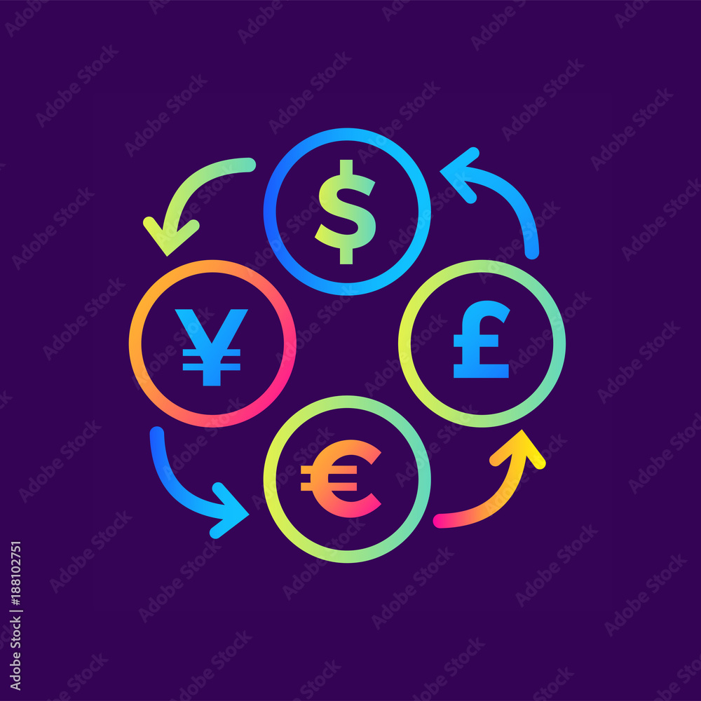 Linear icon currency exchange of finance, banking. Suitable for print design, websites and design templates Linear icon currency exchange of finance, banking. Suitable for print design, websites and design templates