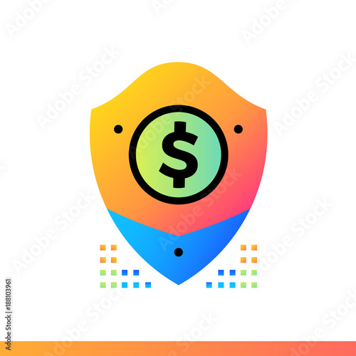 Outline icon money protection of finance, banking. Suitable for print design, presentation and design templates