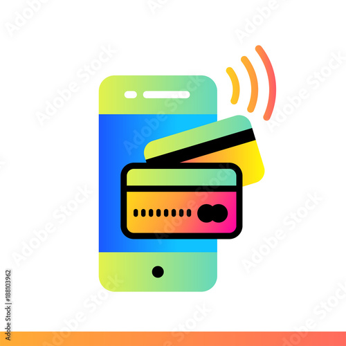Outline icon mobile banking of finance, banking. Suitable for print design, presentation and design templates
