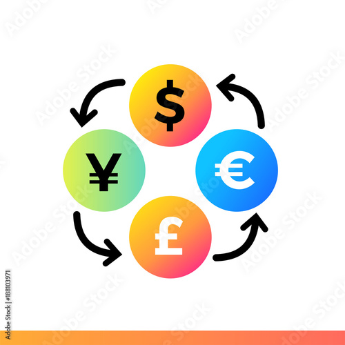 Outline icon currency exchange of finance, banking. Suitable for print design, presentation and design templates
