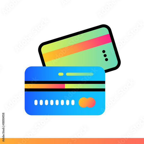 Flat icon CREDIT CARD of finance, banking. Suitable for mobile apps, websites and design templates