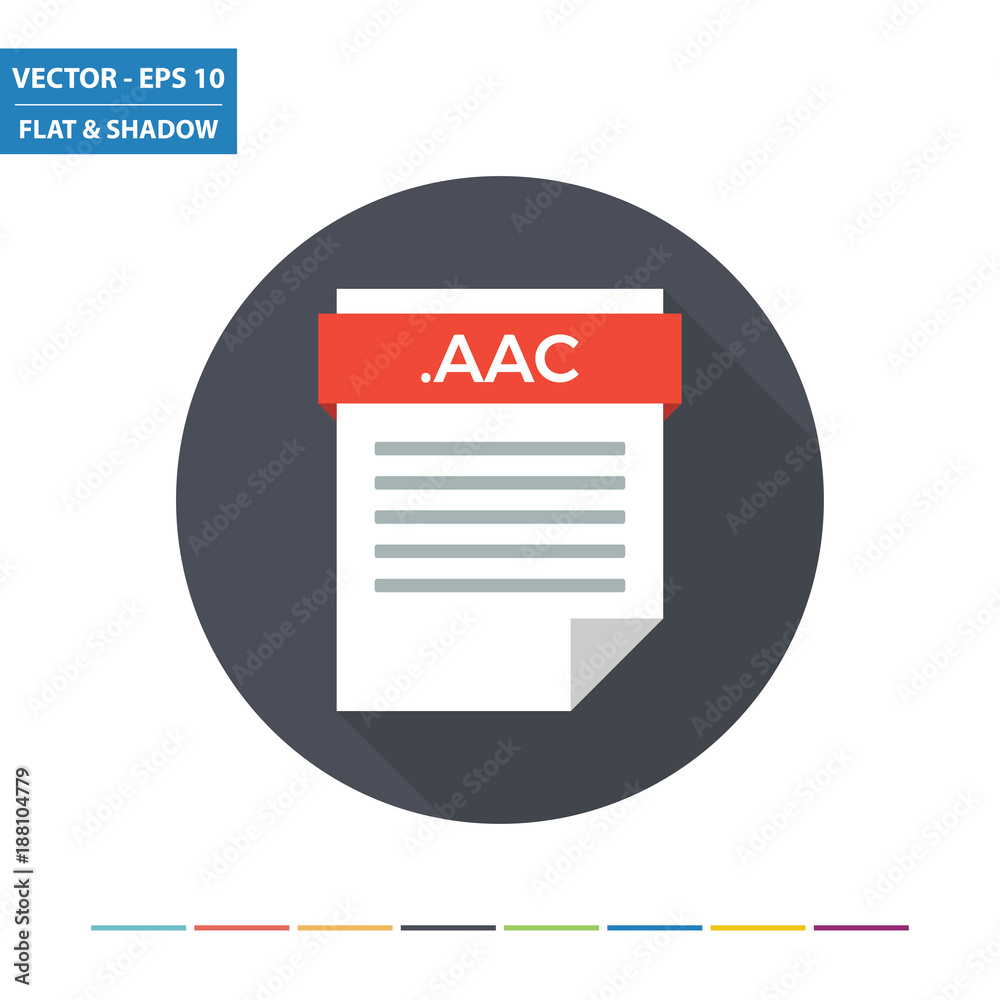 AAC audio document file format flat icon AAC audio document file format flat icon