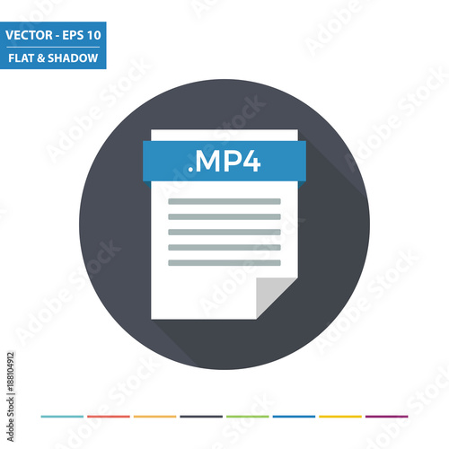 MP4 video document file format flat icon. Vector Illustration. photo