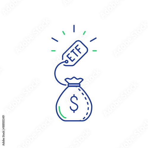 Investing money, return on investment, ETF stock market concept, profit increase line icon