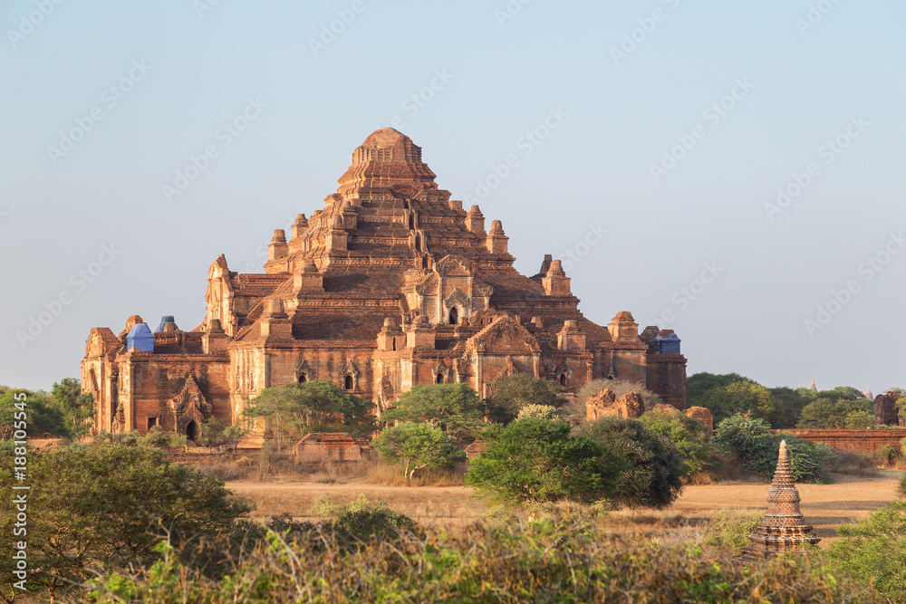 Old and damaged Dhammayangyi Temple in Bagan, Myanmar (Burma) on a sunny day.