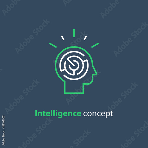 Psychology concept logo, strategy game icon, emotional intelligence
